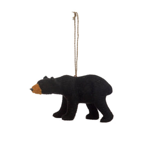 Faux Fur Black Bear Ornament, 3in