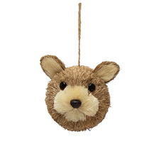 Load image into Gallery viewer, Sisal Bottle Brush Raccoon/Bear Head Ornament, 4in
