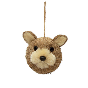 Sisal Bottle Brush Raccoon/Bear Head Ornament, 4in