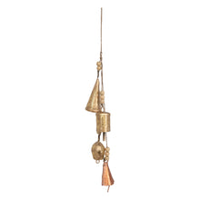 Load image into Gallery viewer, Metal Bell Cluster with Wood Beads &amp; Jute String
