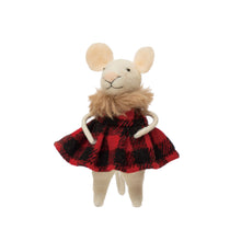 Load image into Gallery viewer, Wool Felt Mouse in Plaid Outfit, 5in, 2 Colours
