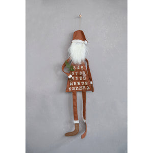 Wool Felt & Fabric Santa Advent Calendar, 39.25in