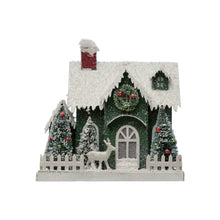 Load image into Gallery viewer, LED Christmas House with Bottle Brush Trees, 9.5in
