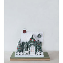 Load image into Gallery viewer, LED Christmas House with Bottle Brush Trees, 9.5in
