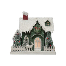 Load image into Gallery viewer, LED Christmas House with Bottle Brush Trees, 9.5in
