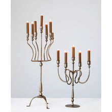 Load image into Gallery viewer, Hand-Forged Iron Candelabra, Antique Brass Finish
