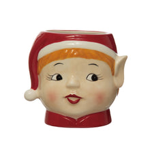 Load image into Gallery viewer, Pot, 4in, Ceramic, Christmas Elf Head
