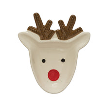 Load image into Gallery viewer, Ceramic White Reindeer Plate, 7.5in
