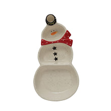 Load image into Gallery viewer, Ceramic Snowman Serving Dish with Toothpick Holder
