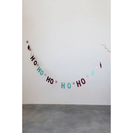 Wood Ho Ho Ho Garland with Glitter, 118in