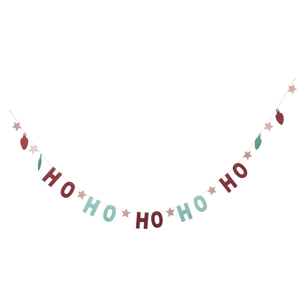 Wood Ho Ho Ho Garland with Glitter, 118in