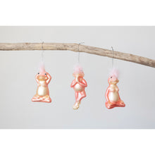 Load image into Gallery viewer, Mercury Glass Pink Frog in Yoga Pose Ornament, 5in
