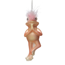 Load image into Gallery viewer, Mercury Glass Pink Frog in Yoga Pose Ornament, 5in
