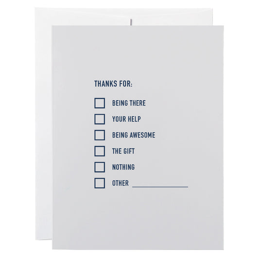 Thank You Card, Thanks For Checklist