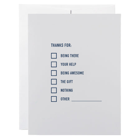 Thank You Card, Thanks For Checklist