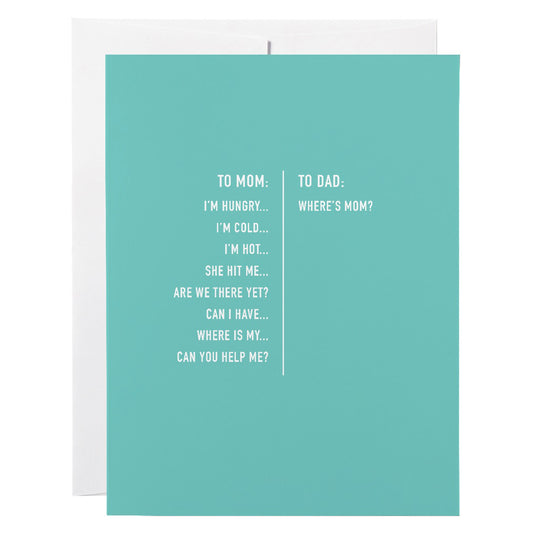 Mother's Day Card, Mom/Dad Questions
