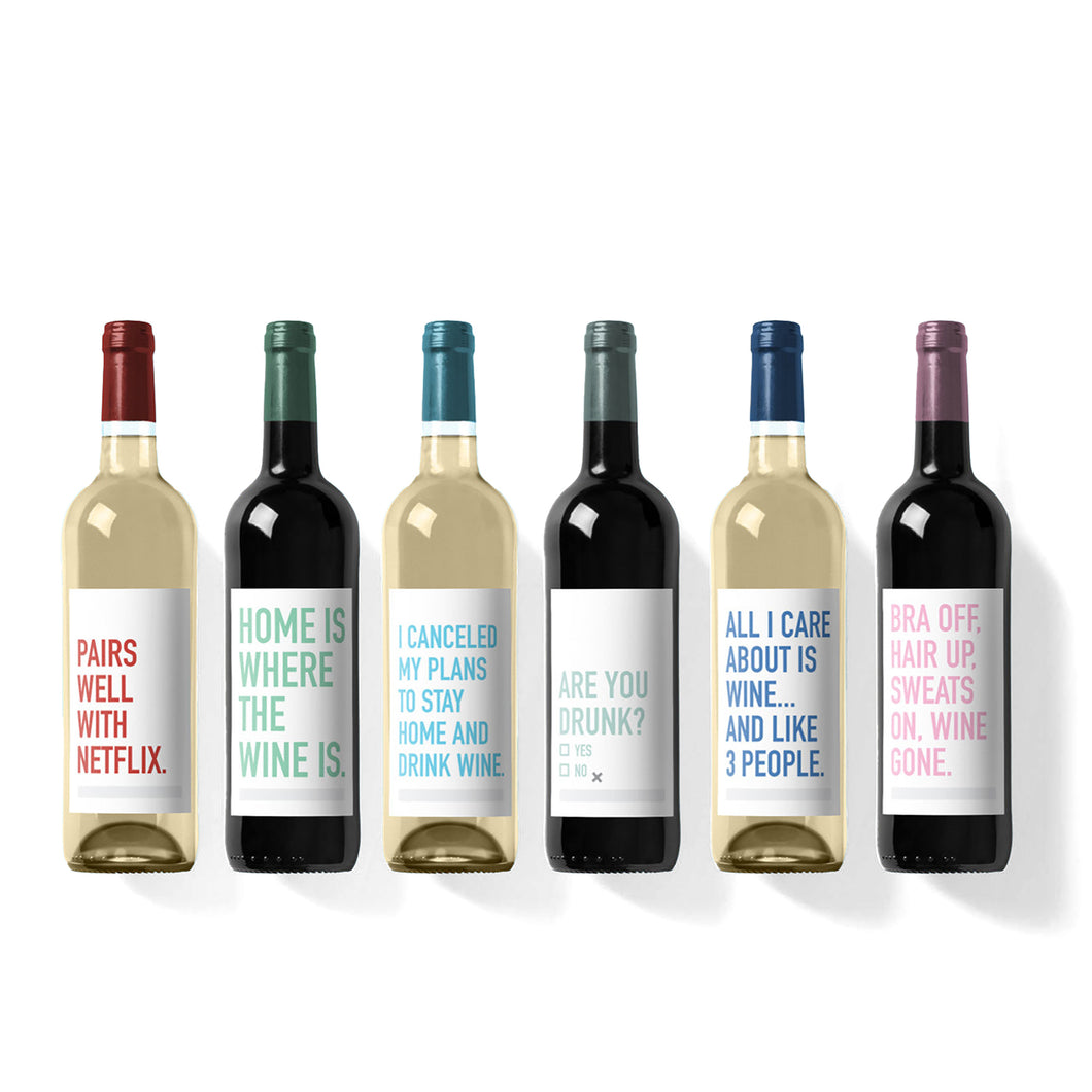 Let's Stay Home Collection Wine Labels