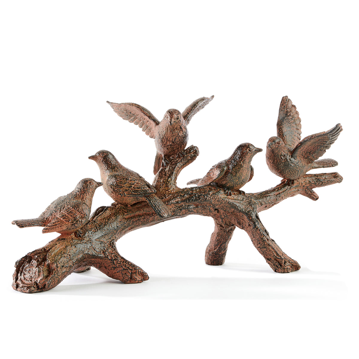 Five Birds on a Branch Polystone Statue, 14.25in