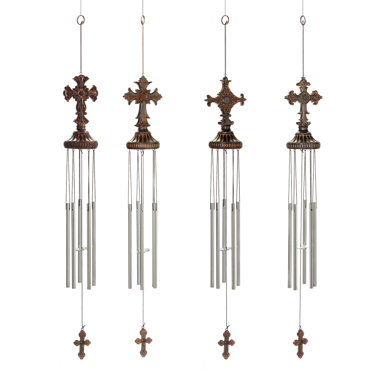 Rustic Brown Polystone Cross Wind Chime, 4 Styles