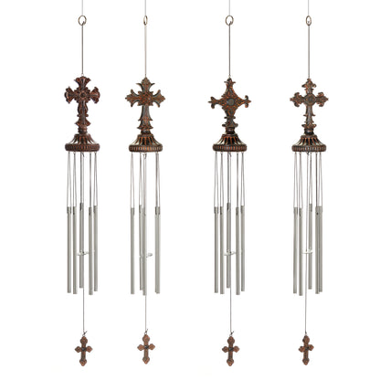 Rustic Brown Polystone Cross Wind Chime, 4 Styles