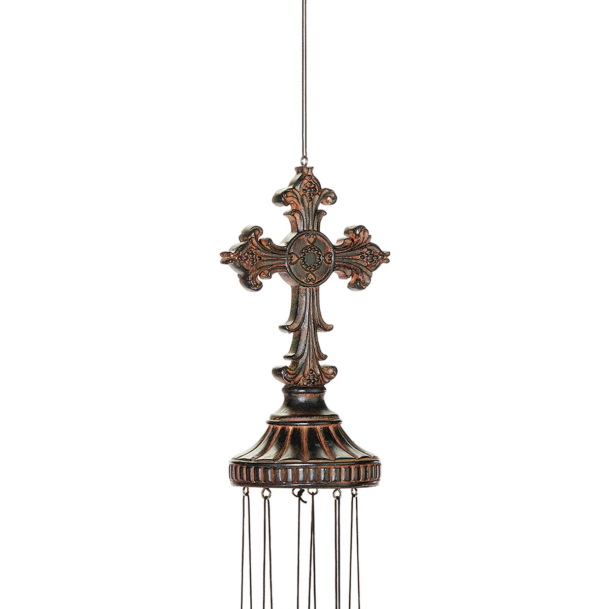 Rustic Brown Polystone Cross Wind Chime, 4 Styles