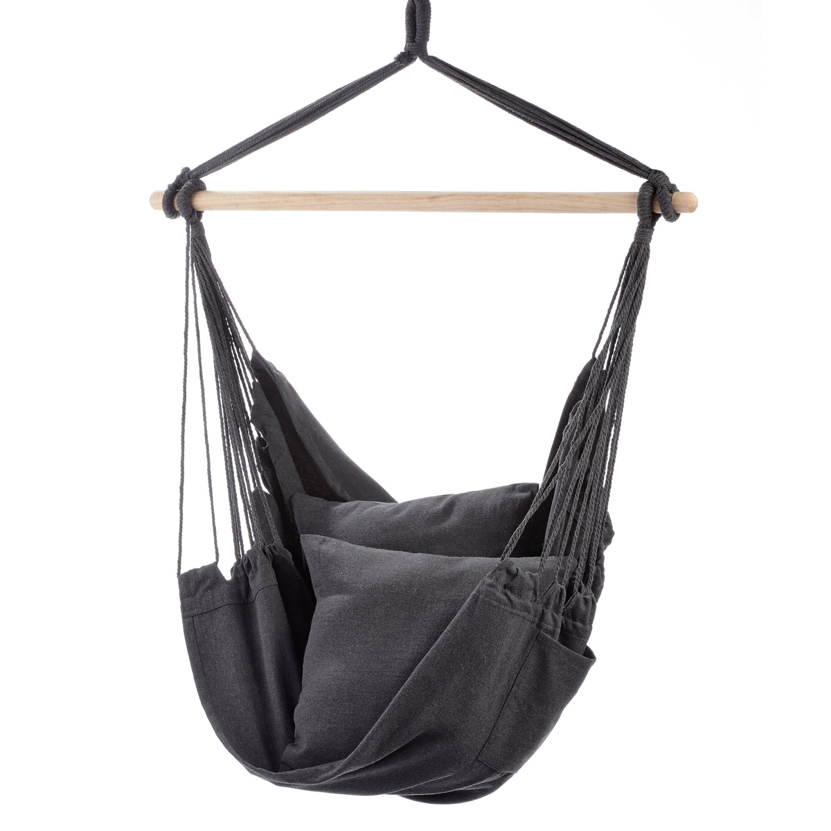 Polycotton Hammock Chair with Pillows, Dark Grey