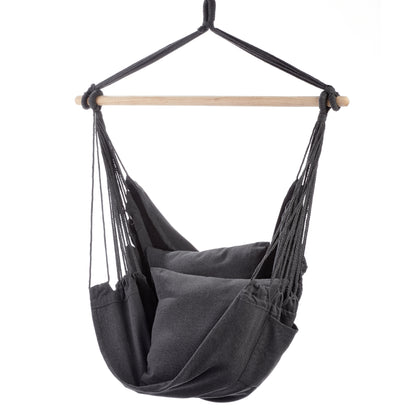 Polycotton Hammock Chair with Pillows, Dark Grey