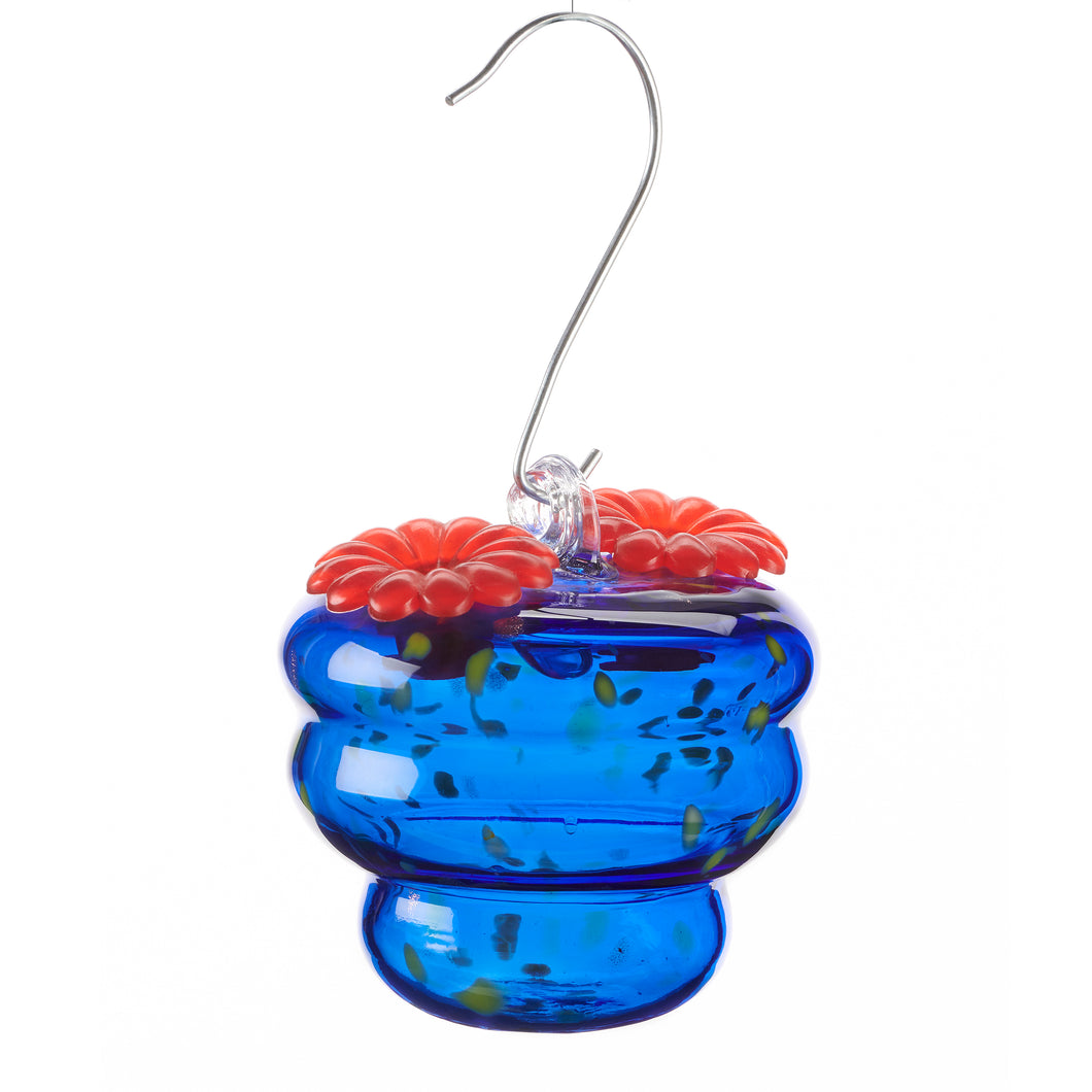 Artglass Spiral Hummingbird Feeder, Blue