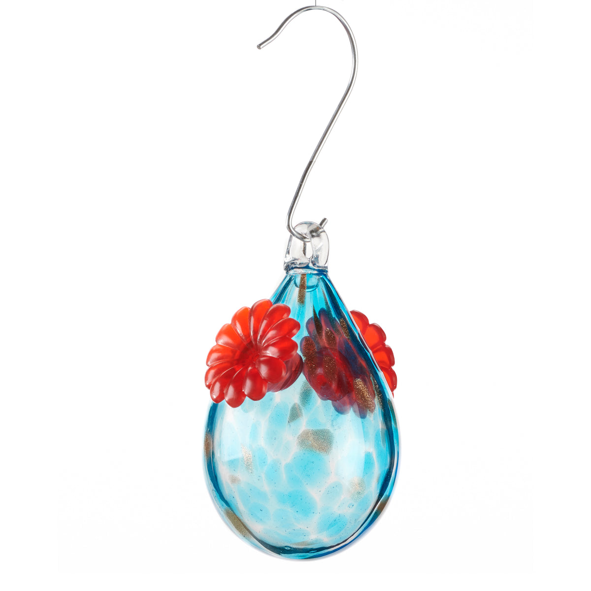 Artglass Water Drop Hummingbird Feeder, Blue
