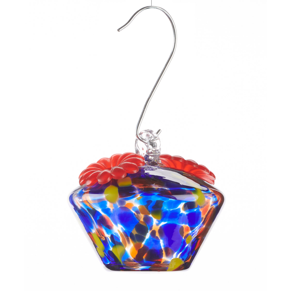 Artglass Diamond Hummingbird Feeder, Blue