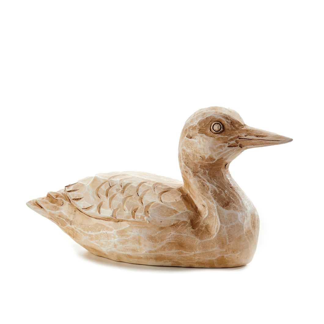 Cream Polystone Duck/Loon Statue