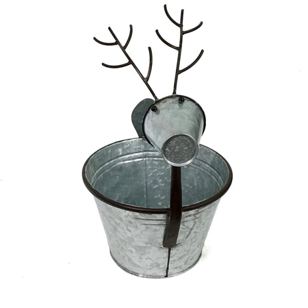 Pot, 8in, Metal, Zinc Reindeer