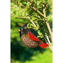 Load image into Gallery viewer, Metal Mesh &amp; Glass Cardinal Hanging Bird Feeder
