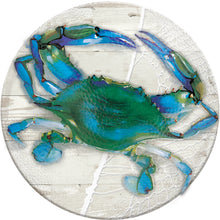 Load image into Gallery viewer, Embossed Glass Bird Bath, Blue Crab, 18in
