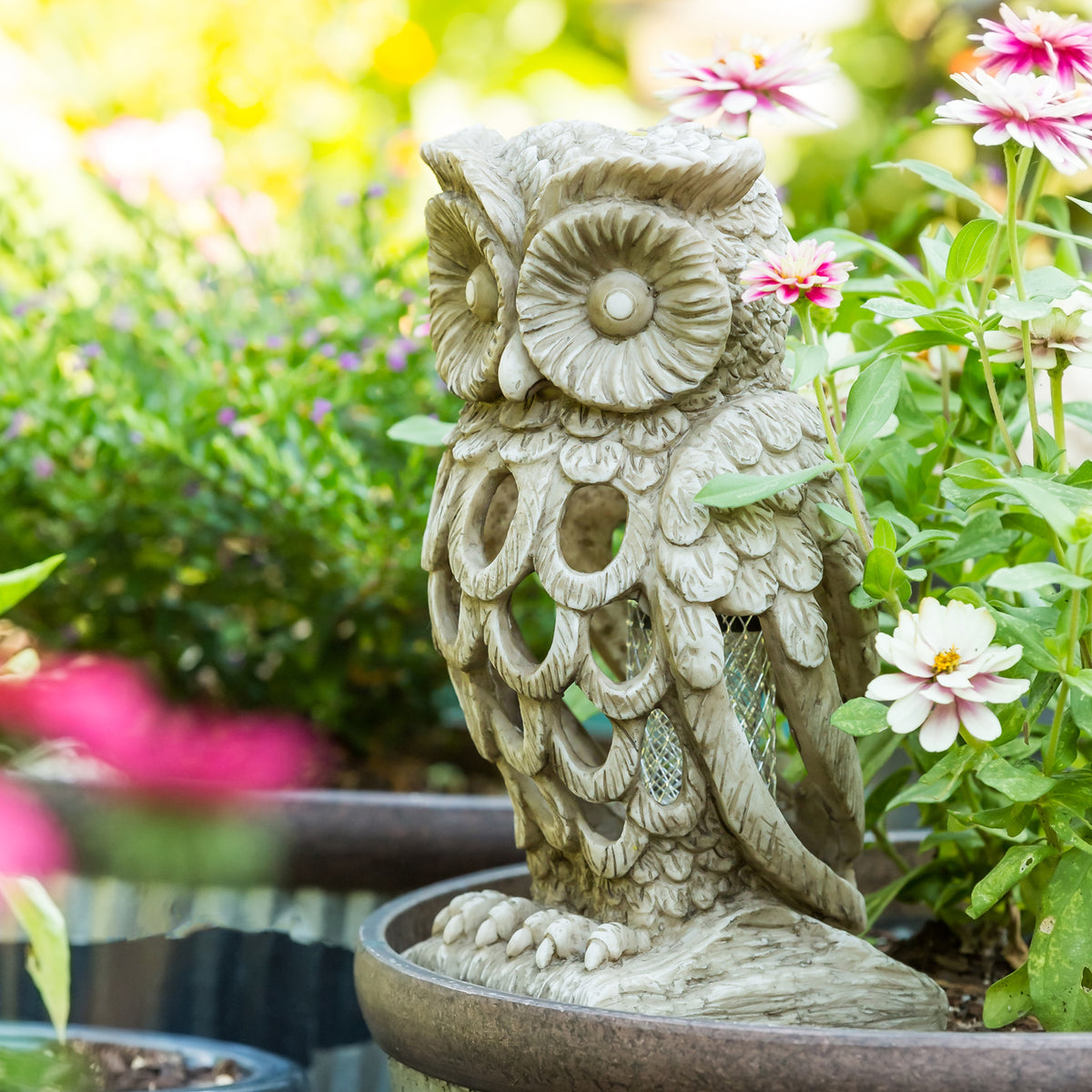 Solar Bug Zapper Garden Statue, Owl, 10in