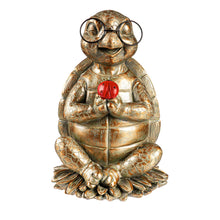 Load image into Gallery viewer, Turtle Garden Statue with Solar Ladybug, 8.5in
