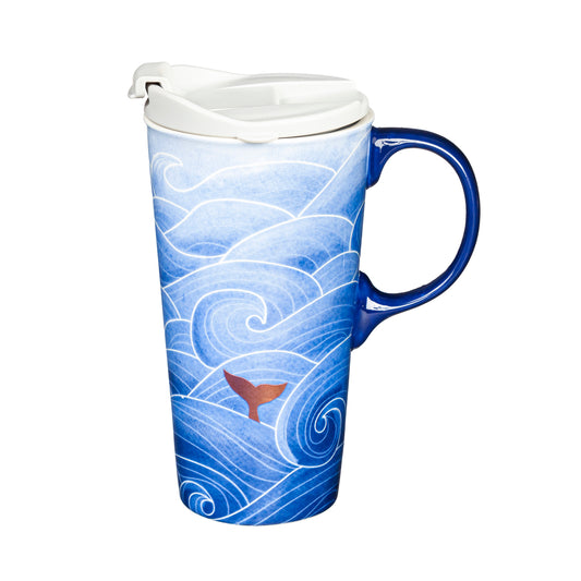 Mermaid Waves Metallic Ceramic Mug w/Box, 17oz