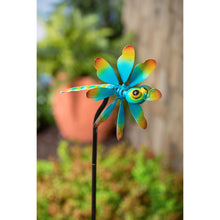 Load image into Gallery viewer, Blue Dragonfly Wind Spinner Stake, 48in
