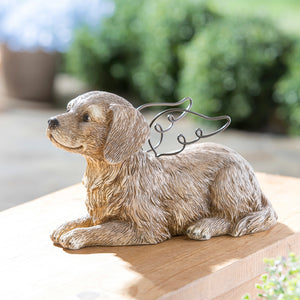 Dog with Metal Wings Garden Statue, 12.25in