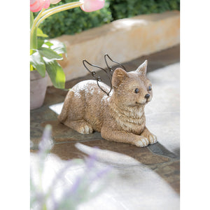 Cat with Metal Wings Garden Statue, 12in