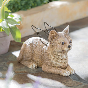 Cat with Metal Wings Garden Statue, 12in