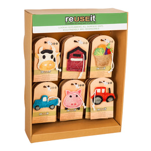 Reuseit Scrubber, Farm Icons, 6 Assorted