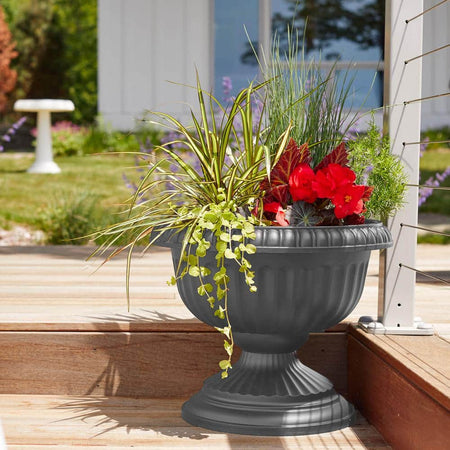 Planter, 18in, Grecian Urn, Charcoal