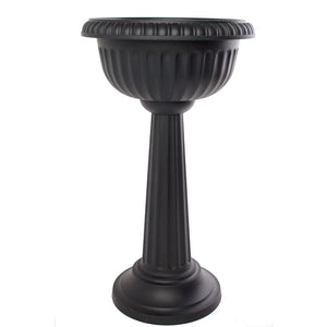 Planter, 18in, Grecian Pedestal Urn, Black