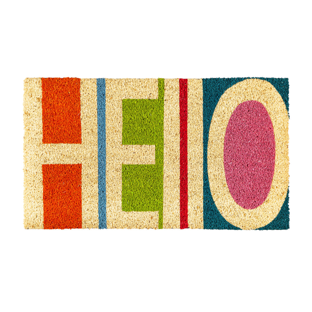 Colorful Hello Coir Door Mat