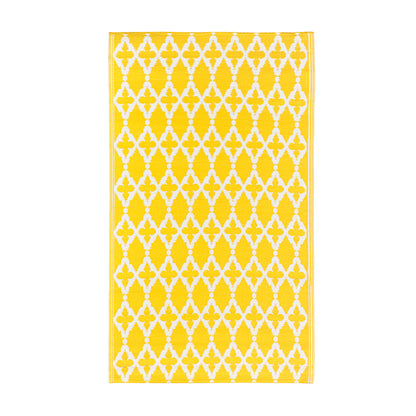 Yellow Patterned Indoor/Outdoor Rug, 36in x 60in