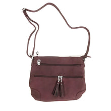 Load image into Gallery viewer, Sierra Crossbody Bag with Tassel Zippers, Bordeaux
