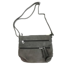 Load image into Gallery viewer, Sierra Crossbody Bag with Tassel Zippers, Grey
