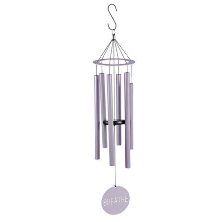 Avria Wind Chime, Laser Etched Wood, Breathe, 36in