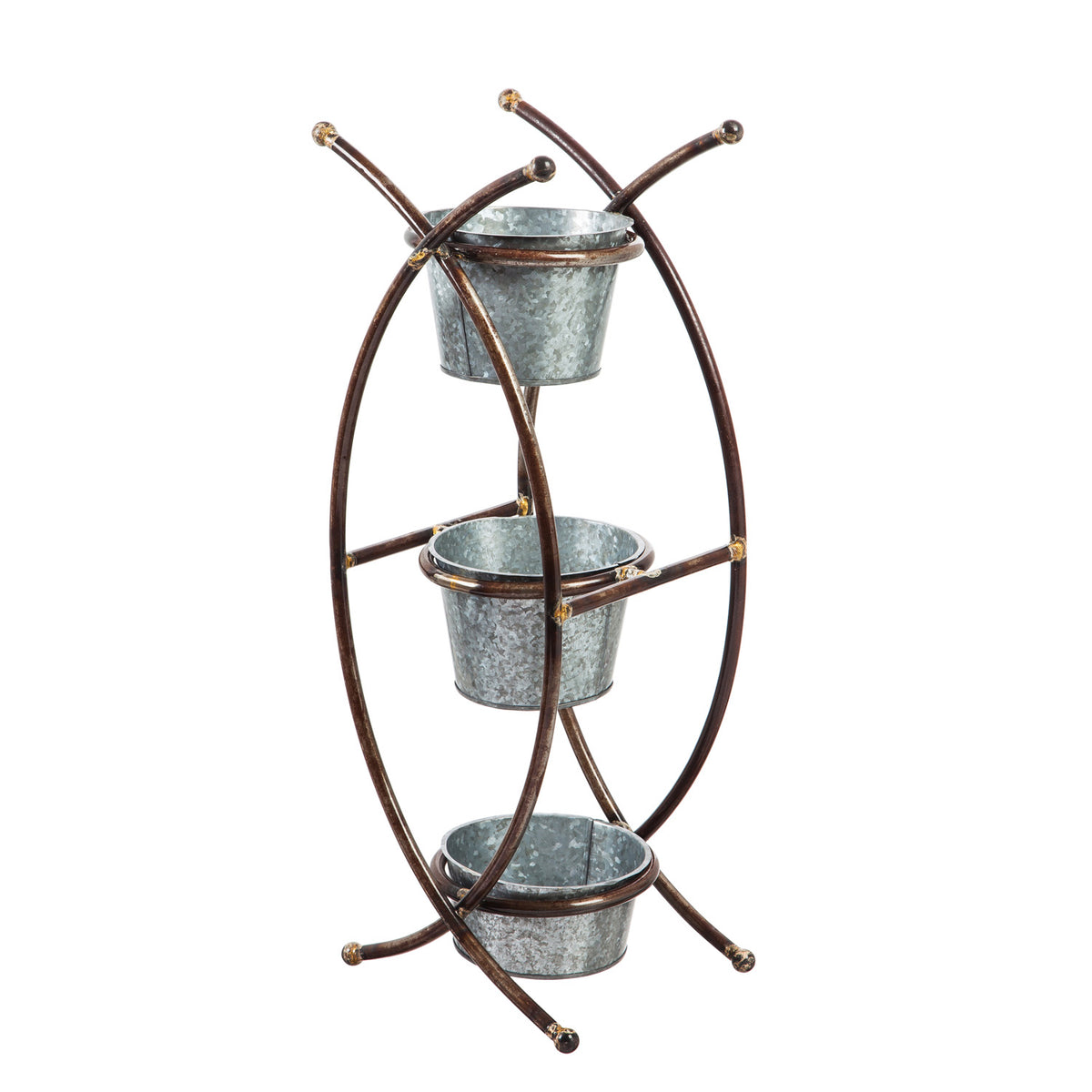 3-Tier Metal Pot Planter with Stand